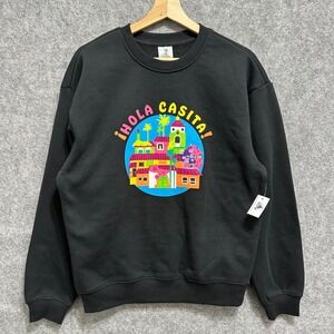 NEW Disney Parks Sweatshirt Unisex Small Black Encanto Hola Casita Graphic Crew
